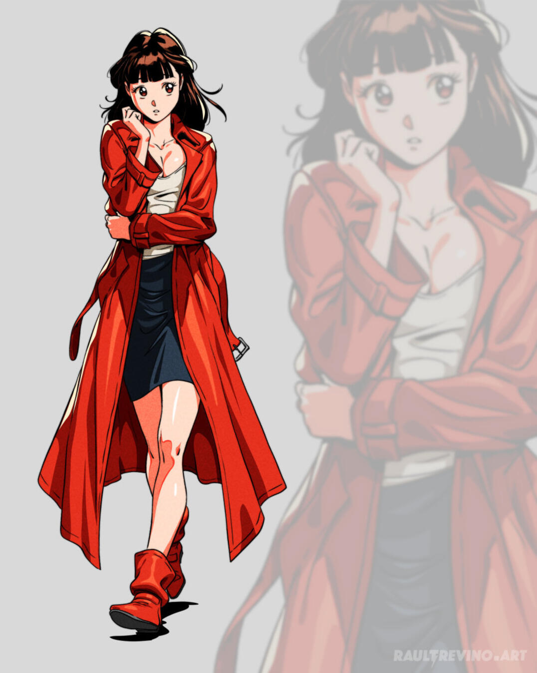 Untitled Red Hour digital art by Raul Trevino (retro anime)