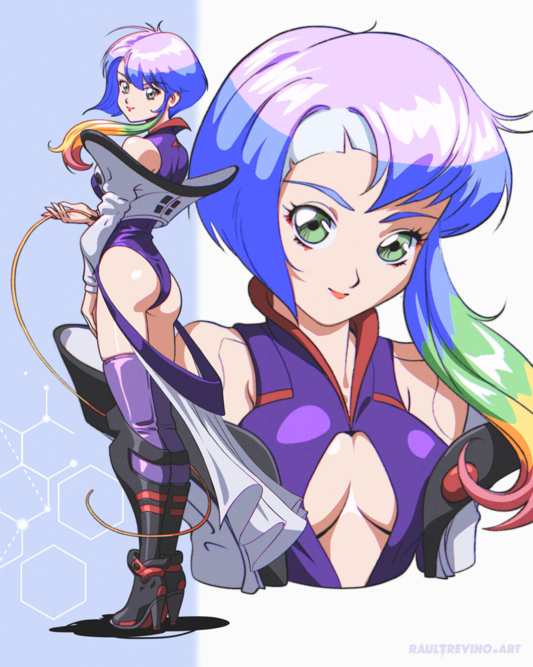 Priss Priss from Bubblegum Crisis digital art by Raul Trevino (retro anime)